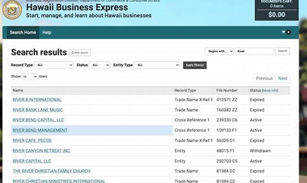 hawaii business name search
