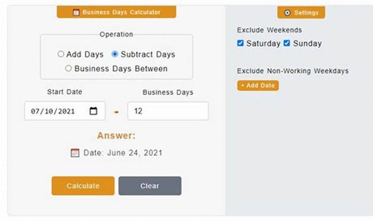 calculator for business days